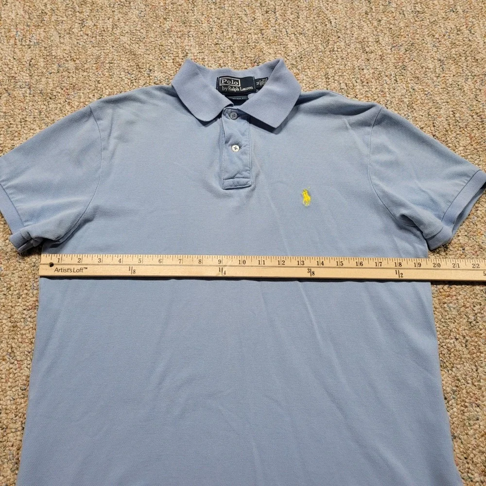 Polo Ralph Lauren Shirt Mens Medium Blue Custom Fit Short Sleeve Pony